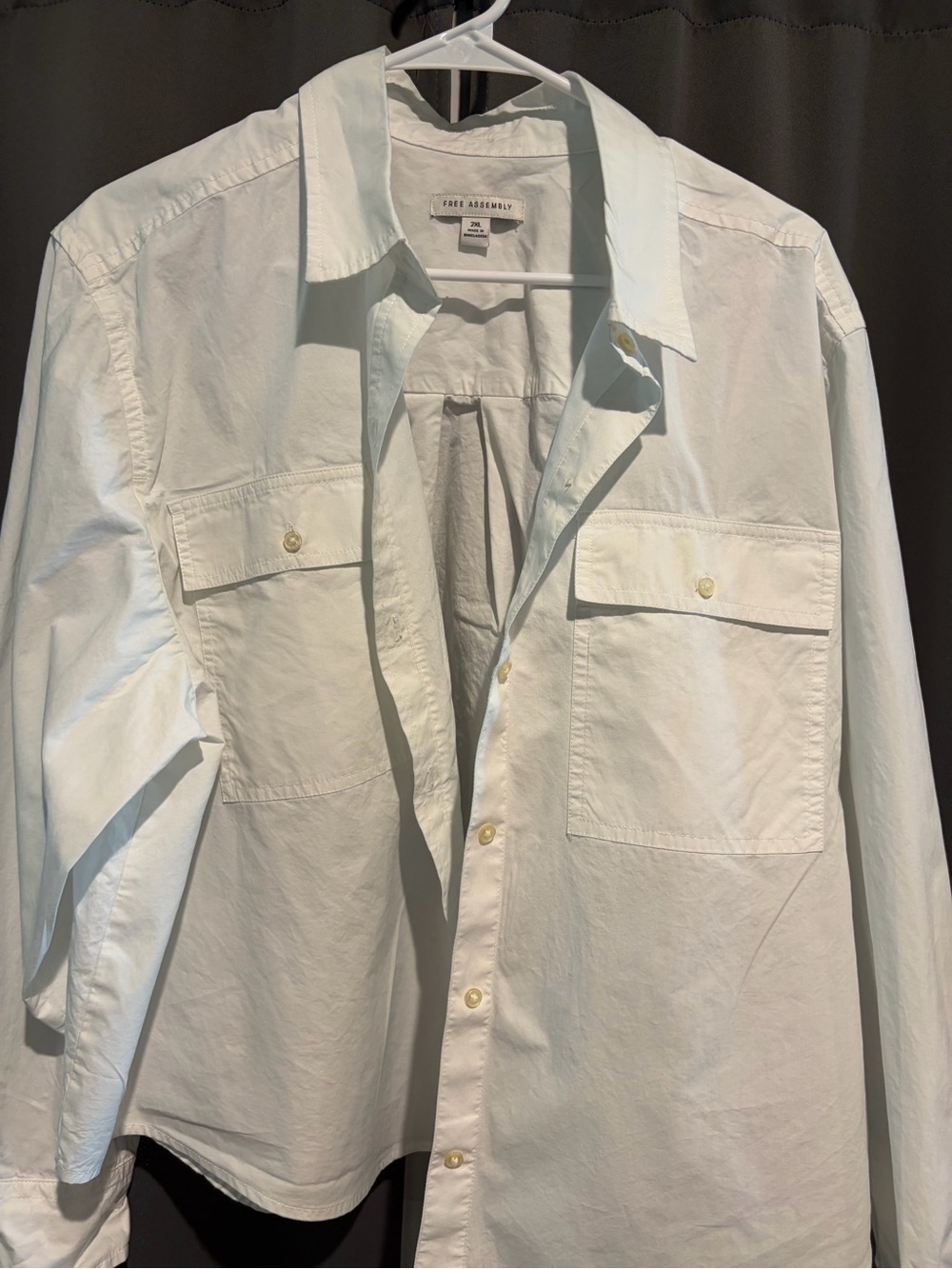 Vince Cotton Button-Front White Utility Shirt